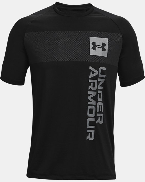 Men's UA Tech™ 2.0 Vertical Wordmark Short Sleeve, Black, pdpMainDesktop image number 4